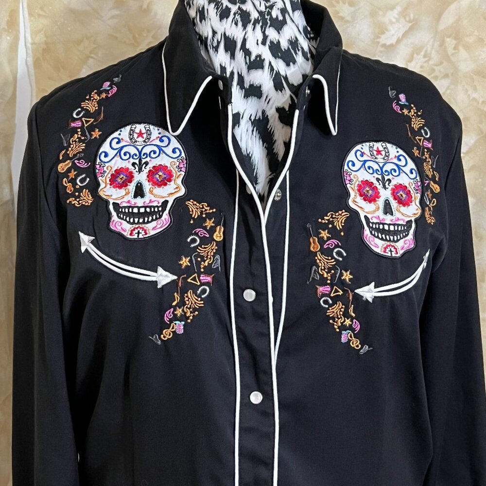 Scully Sugar Skull/Day of the Dead Western Shirt Size XL